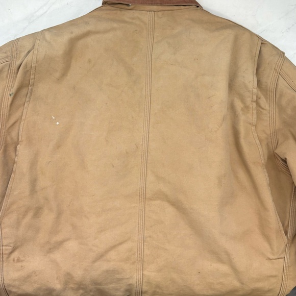 Vintage Carhartt Sz 44 Tan Corduroy Collar Canvas Insulated Work Jacket Workwear - Picture 12 of 15